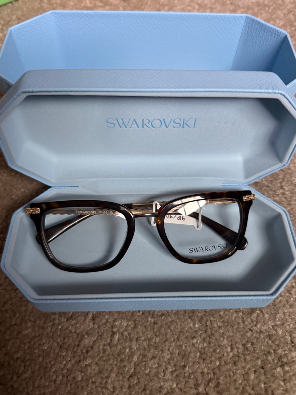 NWT Swarovski SK 2018 1002 Tortoiseshell Crystal Temple Optical Eyeglasses